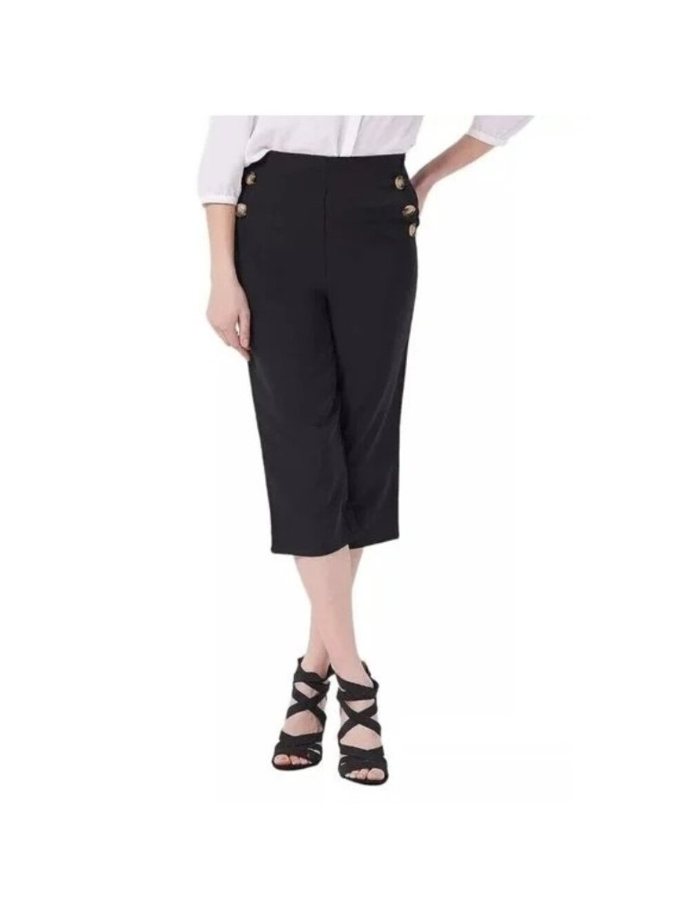 All Worthy Hunter McGrady Pants Size 4 Reg Cropped Sailor Black Polyester NEW